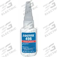 LOCTITE Instant Adhesive: 496, Metals, 1 fl oz, Bottle, Clear, Thin Liquid, 50 g/L and Under (MPN 234156). Key specifications — Series: 496; Standards: 29 CFR 1910.1200; Primary Applications: Metals; Materials Bonded: Rubber; Brand: LOCTITE; Secondary Compatible Materials: Rubber.