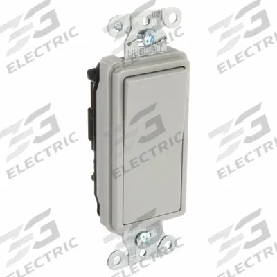 BRYANT Wall Switch: Rocker Switch, 3-Way, Maintained, Gray, 120/277V AC - Rocker Wall Switches