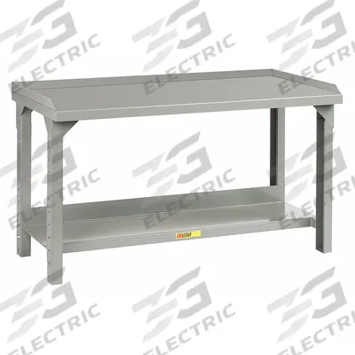 LITTLE GIANT Workbench: Adj Ht, Steel, 48 in x 24 in, 5,000 lb Overall Load Capacity - Workbenches with Lower Shelves