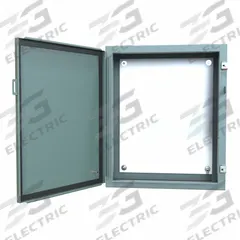 HAMMOND Electrical Enclosure: Steel, 24 in x 20 in, NEMA 12/13, w/Panel, Solid Cover, Hinged, Wall (MPN 1418E8). Key specifications — Brand: HAMMOND; Closure Method: Clamps; Knockouts: Not Included.