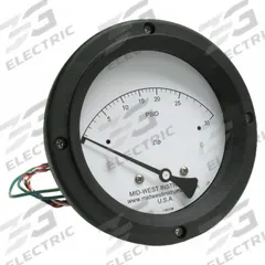 MIDWEST INSTRUMENT Differential Pressure Gauge & Switch: Back, 1/4 in NPT Female, 120, 4 1/2 in Dial (MPN 120SC-00-O-AA-30P). Key specifications — Sensor Type: Piston; Series: 120; Housing Material: 316 Stainless Steel; Certificate of Calibration: Not Included; Gauge Accuracy: ±3-2-3%.