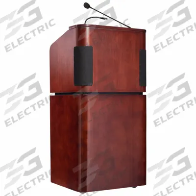 OKLAHOMA SOUND Sound Lectern: Mahogany, Amplifier/Handheld Microphone, Clip-On/Handheld - Sound Lecterns