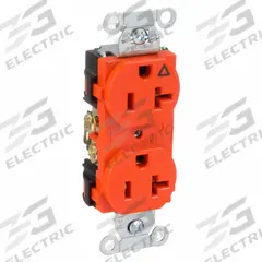 HUBBELL Receptacle: Duplex, 5-20, Orange, 125V AC, 20 A, 2 Pole / 3 Wire (MPN IG5352)