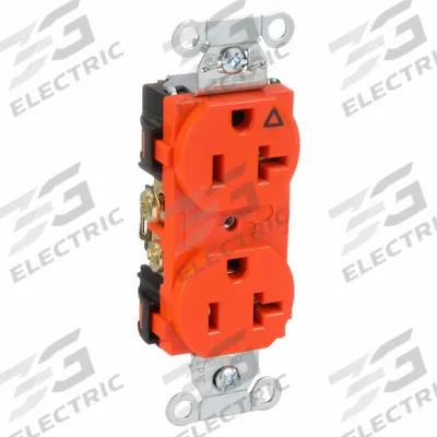 HUBBELL Receptacle: Duplex, 5-20, Orange, 125V AC, 20 A, 2 Pole / 3 Wire (MPN IG5352) - General Purpose Receptacles