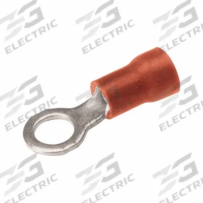 BURNDY Vinyl Ring Terminal For 22 - 16 AWG: Red, Vinyl Insulation, 1/4 in Stud Size - Insulated Ring Terminals