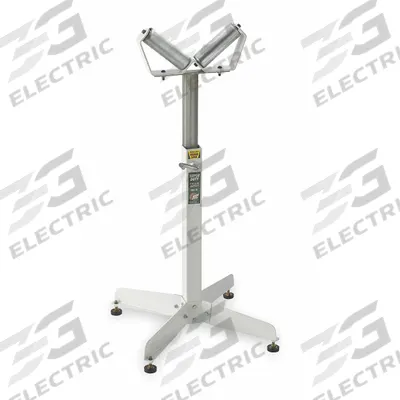 APPROVED VENDOR Material Support Stand: 6 in Roller Wd, 26 1/2 in Min. Ht, 43 1/2 in Max. Ht - V-Roller Material Support & Transfer Stands