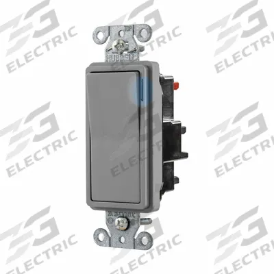 HUBBELL Wall Switch: Rocker Switch, 3-Way, Maintained, Gray, 120/277V AC - Rocker Wall Switches