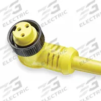 Cordset: 7/8"-16 Female Right Angle x Bare Wire, 3 Pins, Yellow, PVC, 12 ft Cable Lg (MPN 103001A01F120). Key specifications — Cable Jacket Color: Yellow; NEMA Rating: 6P; Cable Jacket Material: PVC; IP Rating: IP67; Wire Size: 16 AWG; Brand: BRAD HARRISON.