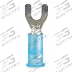 3M Fork Terminals: Blue, Nylon, #6 Stud Size, 16 AWG – 14 AWG Wire Range, Std Fork, 600 V (MPN MNG14-6FX). Key specifications — Manufacturer Part Number: MNG14-6FX; Brand: 3M.