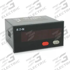 EATON Digital Counter/Timer: Multifunction Counters, Freq Counter/Programmed Presets/Ratemeter, LED (MPN E5-496-E0401). Key specifications — Features: Frequency Counter/Ratemeter; Mounting Style: Panel; Product Type: Totalizer/Timer/Ratemeter; Standards: UL; Display Features: High Contrast; Brand: EATON; Manufacturer Part Number: E5-496-E0401; Functions: Frequency Counter.