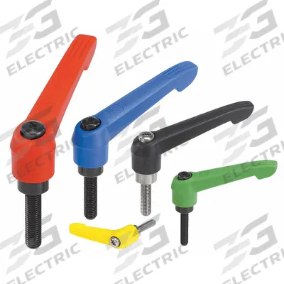 KIPP Adjustable Handle: Plastic w/ Steel Thread, M10 Thread, 70 mm Thread Lg - Teardrop-Style Adjustable Handles with Threaded Stud