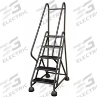 COTTERMAN Rolling Ladder: 3.8 ft Platform Ht, Partially Assembled, Steel, Wt-Actuated Auto-Lock (MPN ST-521 A2 C1 P5). Key specifications — Includes Handrails: Handrails Included; Material: Steel; Brand: COTTERMAN; Color: Gray.