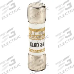 LITTELFUSE Fuse: KLKD Series, Midget, Fast-Acting, 3 A, 600 V AC, 600 V DC, 13/32 in x 1 1/2 in (MPN KLKD003). Key specifications — attr1287209: KLKD; attr211192: LITTELFUSE.