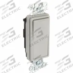 BRYANT Wall Switch: Rocker Switch, Single Pole, Maintained, Gray, 120/277V AC, 20 A (MPN 9901GRY). Key specifications — Illuminated: No; Voltage Rating: 120/277V AC.