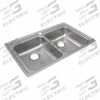 JUST MANUFACTURING Drop-In Sink: 33 in Overall Lg, 21 1/4 in Overall Wd, 5 in Bowl Dp, 2 Bowls (MPN DLADA2133A501-J). Key specifications — Brand: JUST MANUFACTURING; Color Family: Silver/Gray.