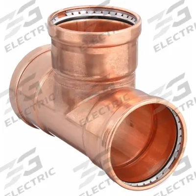 VIEGA PROPRESS Crimp Tee Fitting: Tee, 2 1/2 in CTS x 2 1/2 in CTS x 2 1/2 in CTS size - Plumbing Copper & Bronze Press Tube Fittings