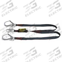MILLER BY PIP Shock-Absorbing Lanyard: Shock Pack, Arc-Flash Rated, Steel Rebar Hook, 2 Legs, Black (MPN 8798KR-Z7/6FTBK). Key specifications — Brand: MILLER BY PIP; Color: Black; Visual Load Indicator: Yes; Shock-Absorbing Lanyard Material: Kevlar.