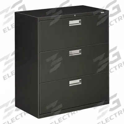 HON Lateral File Cabinet with Drawer: Charcoal, 3 Drawers, 39 1/8 in Overall Ht - Lateral File Cabinets