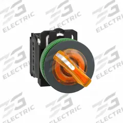 SCHNEIDER Selector Switch: 30 mm Panel Mounting Size, 2 Positions, Short Lever, 1NO/1NC (MPN XB5FK125B5). Key specifications — AC Contact Rating: 3 A @ 240 V; Action: Maintained/Maintained; Cam: No Cam Included; DC Contact Rating: 0.55 A @ 125 V; Hazardous Location Specification: Not Rated; Operator Head Material: Plastic; Operator Head Type: Short-Handled Knob; Operator Illumination: Illuminated.