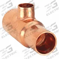 STREAMLINE Sweat Fitting Tee: 3/4 in CTS x 1/2 in CTS x 3/8 in CTS, Cup x Cup x Cup, Wrot Copper (MPN W 04044)