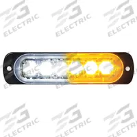 BUYERS PRODUCTS Strobe Light: Perimeter Flashing Warning Light, Amber/White, 4 3/8 in Overall Wd (MPN 8891902). Key specifications — Operating Voltage: 12-24V DC; Number of Flash Patterns: 19; Brand: BUYERS PRODUCTS; Shape: Rectangular.