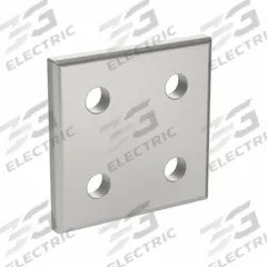 Joining Plate: Square Flat Plate, 40 Series, 38 mm x 38 mm x 4 mm, For 5 mm Slot Wd, 4 Holes, Gray (MPN 093VA4040). Key specifications — Material: Aluminum; Brand: FATH INC.; Finish: Anodized.
