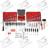 PROTO Master Tool Set: 92 Total Pcs, Metric/SAE, 1/4 in/3/8 in/1/2 in Socket Drive Size (MPN J99905). Key specifications — attr538253: PROTO; attr548973: (1) Locking Pliers; attr548974: (2) Phillips Screwdrivers; attr548975: (3) Accessories; attr548983: (1) Pipe Wrench.