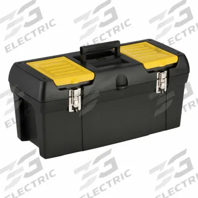 STANLEY Tool Box: 23 1/2 in W 11 3/8 in D 10 15/16 in H, Plastic, Black, Hinged Lid - Plastic Tool Boxes
