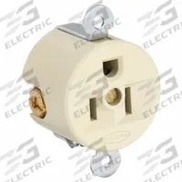 HUBBELL Receptacle: Single, 5-15, Ivory, 125V AC, 15 A, 2 Pole / 3 Wire (MPN HBL5258I)