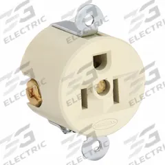 HUBBELL Receptacle: Single, 5-15, Ivory, 125V AC, 15 A, 2 Pole / 3 Wire (MPN HBL5258I)