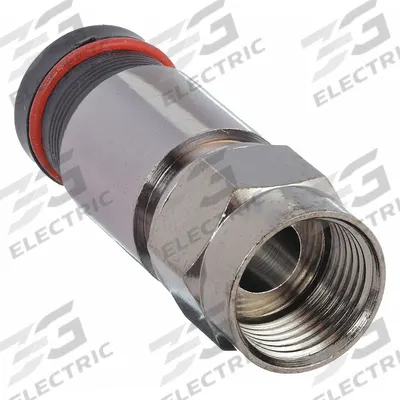 POWER FIRST Coaxial Connector: Male, Connector, Black, Compression, RG-6, 1 GHz Max Freq - F-Type Coaxial Connectors