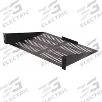 VIDEO MOUNT PRODUCTS Rack Shelf: 1 u, Vented Shelf, 12 1/2 in Overall Dp, 2 5/8 in Overall Ht, Black (MPN ERS1V). Key specifications — Brand: VIDEO MOUNT PRODUCTS; Color: Black; Material: Steel; _Shelf Style: Vented.