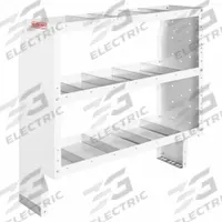 WEATHER GUARD Van Shelving: Steel, Tapered, 3 Shelves, 16 in Overall Dp, 44 in Overall Ht, Universal (MPN 9344-3-03). Key specifications — Color: White; Brand: WEATHER GUARD; End Panel Design: Tapered; Compatible Roof Type: High Roof; Includes: Mounting Hardware.