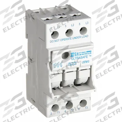 MERSEN Fuse Block: Finger-Safe, 3 Pole, 600 V AC, DIN Rail Mounting - Midget Fuse Blocks
