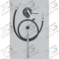 DAYTON Hand Pump: Rotary Action, Pump with Hose & Nozzle, Cast Iron Housing, 10.67 oz per stroke (MPN 4VCR4). Key specifications — Brand: DAYTON; Housing Material: Cast Iron; Maximum Flow Rate: 10.67 oz per stroke; Seal Material: Graphite.