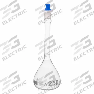 QORPAK Volumetric Flasks: 250 mL, Gray, Round, A, Includes Closure - Glass Volumetric Flasks