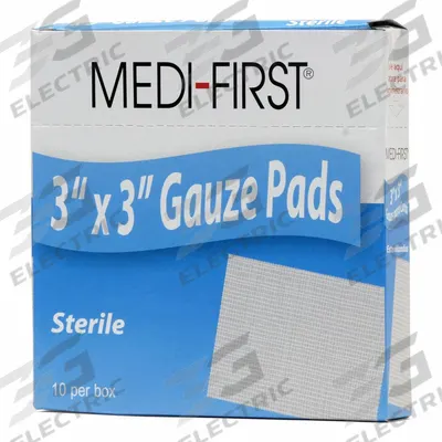 MEDI-FIRST Gauze Pad: 3 in Dressing Lg, 3 in Dressing Wd, Cotton Blend, Sterile - Gauze Pads