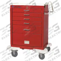 LAKESIDE General Medical Supply Cart with Drawers: Steel, (2) Swivel/(2) Swivel with Brake, Red, Red (MPN C-524-B-1R). Key specifications — Material: Steel; Drawer Color: Red; Brand: LAKESIDE; Caster/Wheel Configuration: (2) Swivel; Cabinet Color: Red.