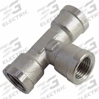 LEGRIS Metal Pipe Tee: Tee, 1 in x 1 in x 1 in, Nickel-Plated Brass, 870 psi, 3 3/16 in Lg (MPN 0915 00 34). Key specifications — Brand: LEGRIS; Maximum Operating Pressure: 870 psi.