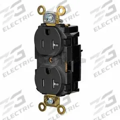 HUBBELL Receptacle: Duplex, 5-20, Black, 125V AC, 20 A, 2 Pole / 3 Wire (MPN HBL5362STBKTR)