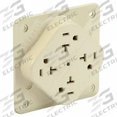 HUBBELL Receptacle: Quad, 5-20, Ivory, 125V AC, 20 A, 2 Pole / 3 Wire (MPN HBL420IS)