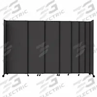 VERSARE Room Divider: 7 Panels, Opaque, Charcoal Gray Panel, 82 in Overall Ht, 186 in Overall Wd (MPN 1911207). Key specifications — Ballistic Standards: NIJ Standard 0108.01; Frame Finish: Powder Coated; Frame Material: Aluminum; Mounting Location: Wall-Mount; Panel Color: Charcoal Gray; Panel Surface Material: Fabric.