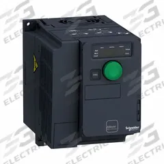 SCHNEIDER Variable Frequency Drive: In Phase Three, Out Phase Three, 1 hp, IP20, No Bypass, Compact (MPN ATV320U07N4C). Key specifications — Style: Compact; Color: Black/Green; Output Phase: Three.