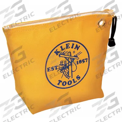 KLEIN TOOLS Tool Bag: 10 in W x 3 1/2 in D x 8 in H, Yellow, Canvas, 0 Inside Pockets - Canvas Flat Zippered Tool Bags