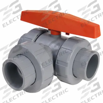 HAYWARD Manual Three-Way Ball Valve: CPVC, Three-Piece, L Flow, Std Port Ball Port - L-Port CPVC Ball Valves