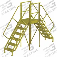 TRI-ARC Crossover Bridge: 5 ft Platform Ht, Steel, 1,000 lb Load Capacity, Perforated, 6 Steps (MPN 7CZ02). Key specifications — Brand: TRI-ARC; Color: Yellow; Tread Type: Perforated.