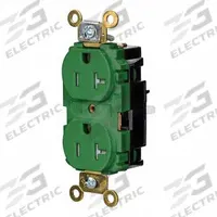 HUBBELL Receptacle: Duplex, 5-20, Green, 125V AC, 20 A, 2 Pole / 3 Wire (MPN HBL5362STGNTR)