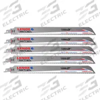 LENOX Reciprocating Saw Blade: 8 Teeth per Inch, 12 in Blade Lg, 0.05 in Blade Thick, Carbide, 5 PK (MPN LXAR12108CT). Key specifications — attr1109198: 8; attr1109200: Flexible for Curved Cuts; attr1109201: Straight; attr1109209: LENOX.