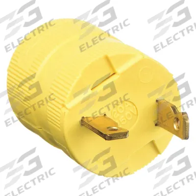 HUBBELL Straight Blade Plug: 2-20P, 250V AC, 20 A, 2 Pole, 2 Blade, Yellow (MPN HBL9758VY) - Hinged Plugs