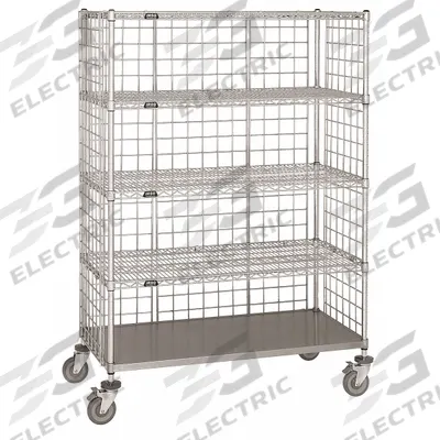 APPROVED VENDOR Stock Cart: 1,000 lb, Overall Dim. 24 in L x 60 in W x 69 in H, Adj - Single-Side-Access with Solid & Wire Shelves
